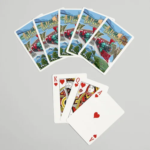Vista 7 de Lantern Press Chattanooga, Tennessee, escenas de montaje (52 cartas de juego, baraja de cartas de tamaño póquer con comodines)