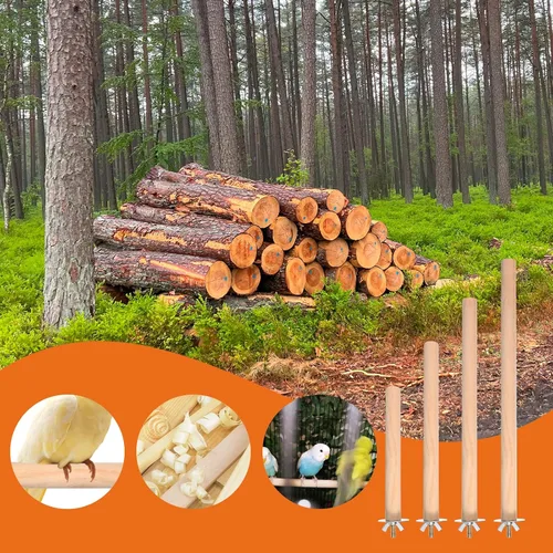 Vista 5 de 5 perchas de madera para periquitos, perchas para pájaros para jaula de madera con diferentes anchos, juguetes de jaula de pájaros, accesorios