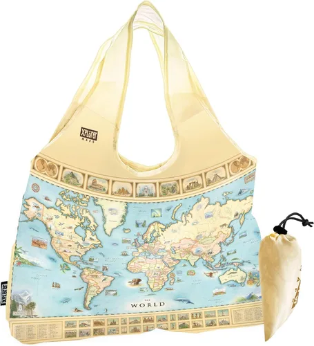 Vista 17 de Xplorer Maps Bolsa con asas – Bolsa de compras reutilizable para comestibles, plegable y lavable de nailon, resistente y compacta