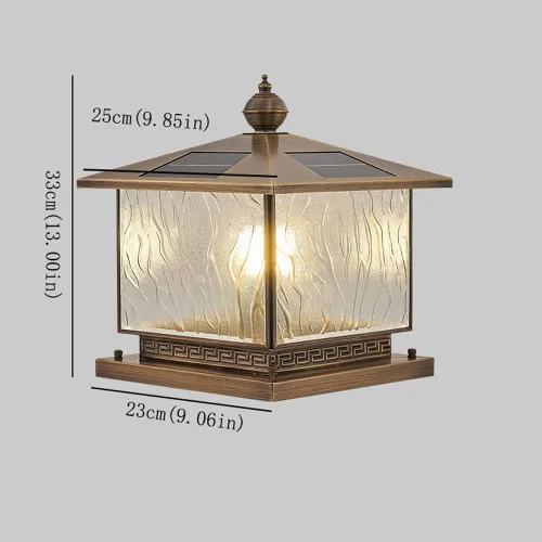 Vista 2 de Luces de poste al aire libre, luz solar de cobre completo para postes de valla al aire libre, luz de poste de valla al aire libre, luz de pilar