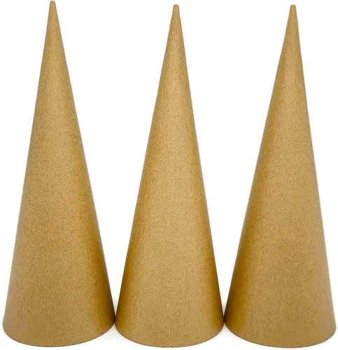 Vista 11 de Paper Mache Cone - Paquete variado de 3 unidades, 13.75 x 5, 10.63 x 4, 7 x 3 pulgadas.