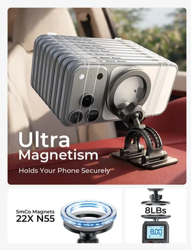 Vista 3 de LISEN - Soporte magnético de teléfono para automóvil, imanes fuertes, soportes magnéticos para teléfono para tu automóvil, 2 en 1, para salpicadero