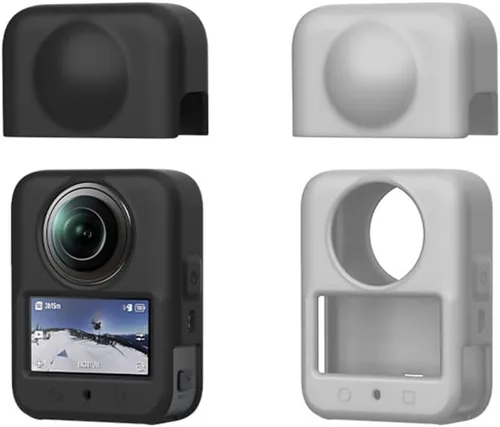 Vista 7 de Juego de protectores de cámara de acción compatible con DJI Osmo 360, protector de pantalla de vidrio templado Osmo 360, funda de silicona, tapa