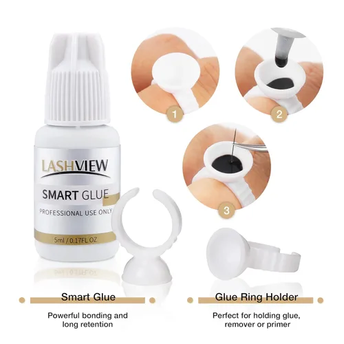 Vista 7 de LASHVIEW Kit de extensión de pestañas, con cabeza de maniquí, suministros de extensión de pestañas para principiantes, kit profesional de extensión