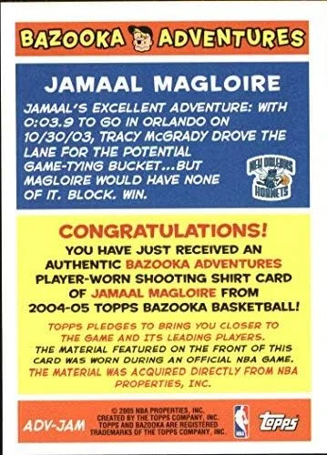 Vista 2 de 2004-05 Bazooka Adventures #JM Jamaal Magloire A NBA Basketball Trading Card