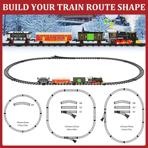 Vista 5 de Juego de Tren de Juguete con Humo, Luces y Sonido (Encendido/Apagado) para Niños, Juego de Tren Bajo el Árbol de Navidad, Modelos de Trenes