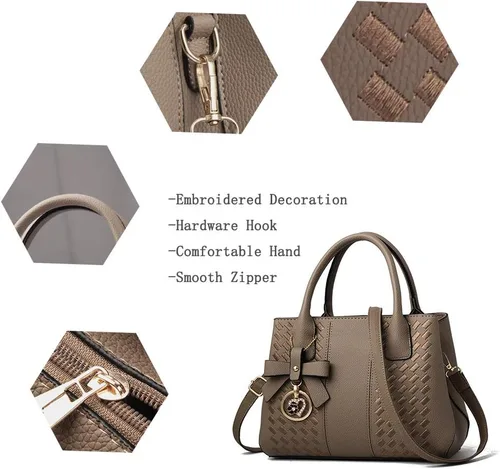 Vista 7 de Bolsos de mano para mujer de piel sintética de PU, bolso de hombro
