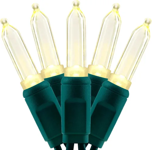 Vista 10 de YULETIME 100 luces naranjas de Navidad, 33 pies de una sola pieza impermeable LED