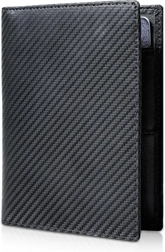 Vista 12 de Polare - Cartera plegable de piel con bloqueo RFID para pasaporte Negro