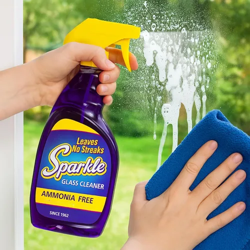 Vista 4 de Sparkle Botella de repuesto para limpiador de vidrio, fórmula original sin amoníaco, limpiador de vidrio resistente, sin dejar rayas, botella