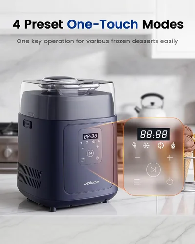 Vista 10 de Compresor 4 en 1 para hacer helados (1.0 cuartos de galón), sin precongelación, máquina automática de yogur, máquina de servir yogur congelado