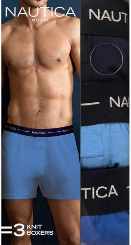 Vista 5 de Nautica Boxer Modal de algodón para hombre con bragueta funcional, sin etiquetas, paquete de 3