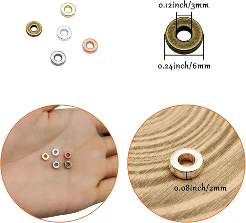 Vista 5 de 1000 cuentas espaciadoras redondas planas para manualidades, cuentas de disco de 5 colores para hacer joyas, pulseras, collares, aretes y 1000pcs; 5