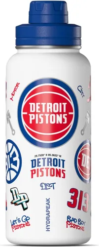 Vista 12 de Hydrapeak Botella de agua aislada de 32 onzas con licencia oficial de la NBA Boston Celtics, celebrando la ciudad de Boston, tapa de popote y asa