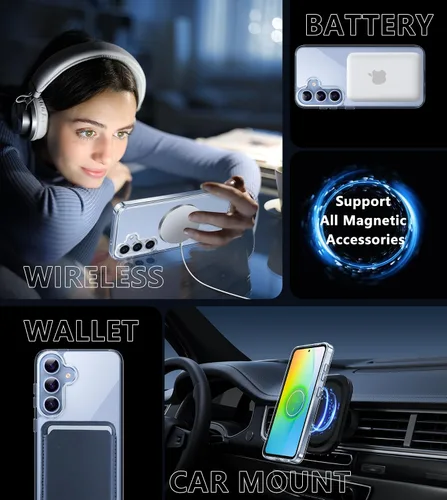 Vista 5 de FNTCASE Funda para Samsung Galaxy S24: compatible con carga magnética, antiamarillamiento, a prueba de golpes, funda protectora para teléfono