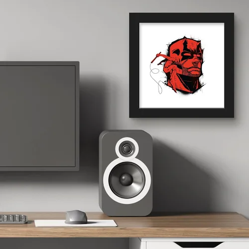Vista 5 de Trends International Gallery Pops Marvel Comics Daredevil - Póster de pared con insignia de diablo rojo, 12.00 x 12.00 pulgadas, versión de marco