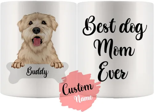 Vista 5 de Taza personalizada de Wheaten Terrier con diseño de perro mamá y papá, taza de Wheatie Dog para hombres y mujeres, taza de regalo de dueño de perro