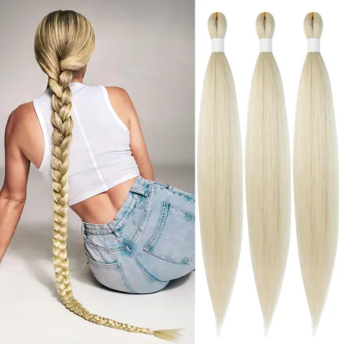 Vista 98 de Cabello trenzado burdeos, 10 pulgadas, 4 paquetes Cabello preestirado, trenzas de ganchillo cortas y rectas, textura Yaki, fibra sintética