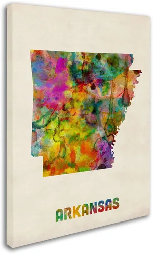 Vista 2 de Trademark Fine Art Lienzo decorativo para pared, diseño de mapa de Arkansas de Michael Tompsett, 18 x 24 pulgadas