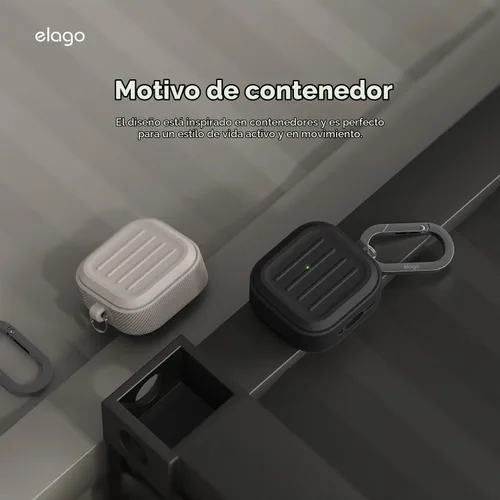 Vista 6 de Elago Armor - Funda para AirPods 4 Mosquetón incluido, soporta carga inalámbrica, resistente a los golpes, protección completa (negro)