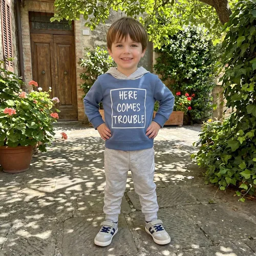 Vista 4 de Conjunto de ropa de otoño e invierno para bebé y niño, sudadera larga con capucha y pantalones para niños pequeños, 6, 12, 18, 24 meses, 2T Adorable
