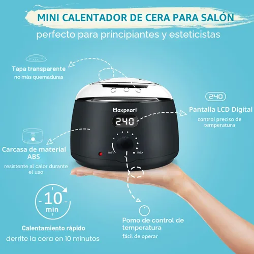 Vista 6 de Kit de depilación digital Maxpearl - Kit de calentador de cera dura para hombres y mujeres para depilación - Piel sensible, cejas, cara, axilas