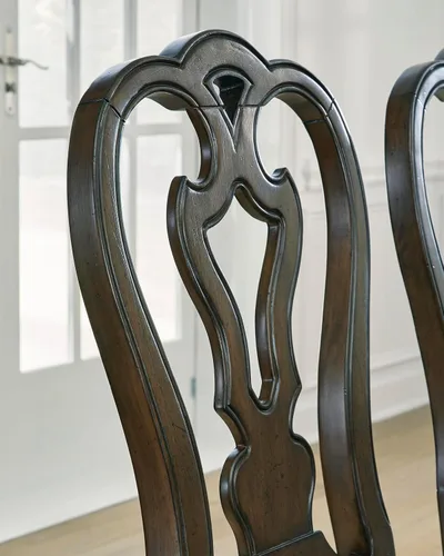 Vista 10 de Signature Design by Ashley Maylee Classic - Silla de comedor tapizada sin brazos, juego de 2, color marrón oscuro