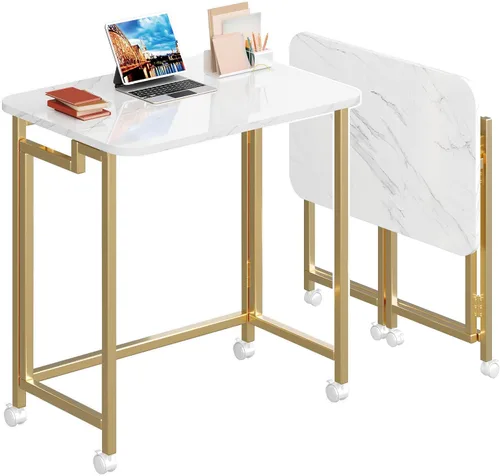 Vista 15 de 4NM Escritorio de computadora rodante móvil pequeño de 23.6", mesa carrito plegable para laptop con ruedas, escritorio de oficina portátil para Todo