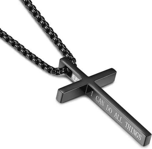 Vista 3 de Rnivida Collar de cruz para hombres, collares de cruz cristiana 413 de Filipenses para hombres y niños, Metal