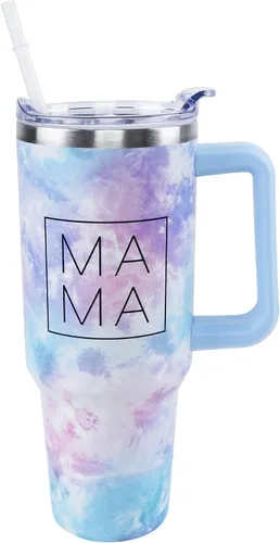 Vista 9 de Vaso de 40 onzas con asa y tapa con pajita a prueba de fugas Regalos inspiradores de cumpleaños del Día de la Madre para mujeres, hombres