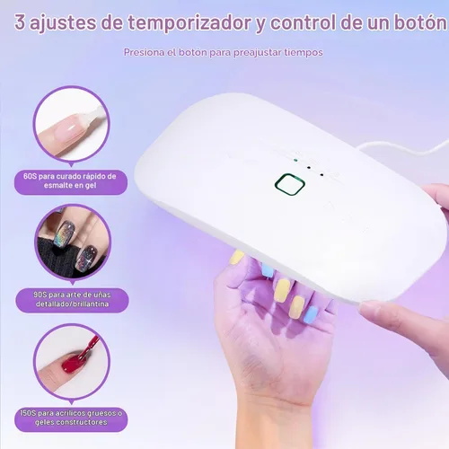 Vista 4 de Lámpara de uñas LED UV de 48 W, mini luz UV para esmalte de uñas de gel X / resina, luz de curación flash USB manos libres para arte de uñas