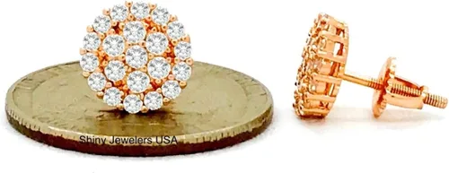 Vista 8 de Aretes de plata helada, oro rosa, negro o dorado, circonita cúbica, hip-hop CZ