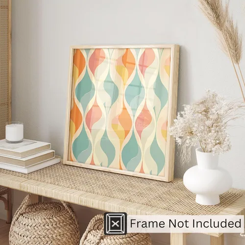 Vista 3 de Ethan Taylor Abstract Wall Art Prints Unframed Square Posters 'Retro 70s Hippie Groovy Pattern XI' Retro Home Décor for Living Room, Bedroom