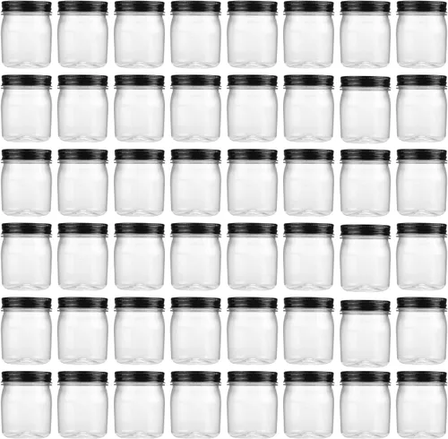 Vista 14 de Novelinks - Tarros de plástico de 8 onzas y tarros de plástico transparente con tapas, 8 onzas 8 Pack, Black, Plastic Containers with Lids, Small