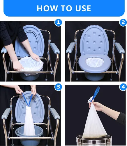 Vista 3 de Revestimientos desechables para orinal – 50, forros de inodoro para cama, bolsa de inodoro portátil, bolsas de orinal para inodoro portátil, forros