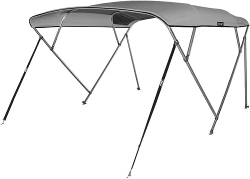 Vista 24 de MSC - Toldo superior de barco de 3 y 4 arcos, poliéster teñido en solución 600D, incluye 2 postes de soporte y 4 correas ajustables Beige