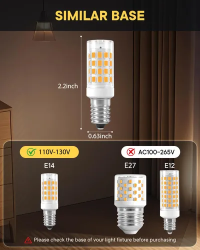 Vista 3 de Bombillas LED E14, paquete de 3 bombillas E14 con base de tornillo europea para lámpara de vela de ventana eléctrica, bombilla de refrigerador E14
