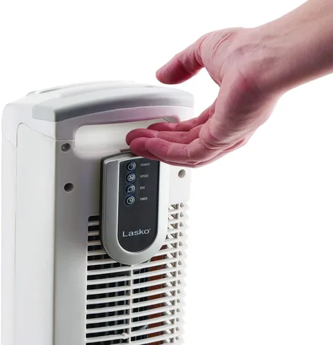 Vista 4 de Lasko Ventilador de torre de oscilación programable de 36" de 3 velocidades con control remoto, blanco (paquete de 4)