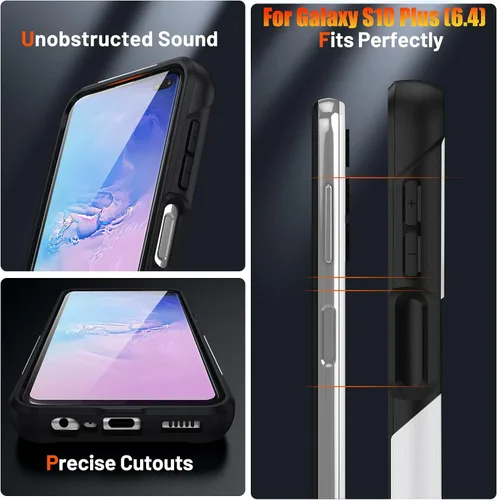 Vista 6 de Funda resistente para Samsung Galaxy S10 Plus/S10+ de 6.4 pulgadas, 4 esquinas con bolsas de aire [protección contra caídas de 12 pies], agarre