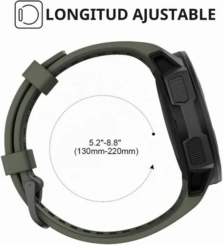 Vista 5 de Correas de Repuesto para Relojes Garmin Instinct, Correa de Silicona Suave Compatible con Garmin Instinct 2/Solar/Tactical Verde militar