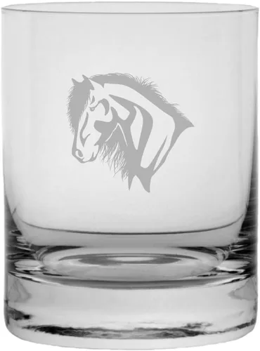 Vista 59 de Abaco Barb - Vaso de whisky con temática de caballo grabado (10.25 onzas)