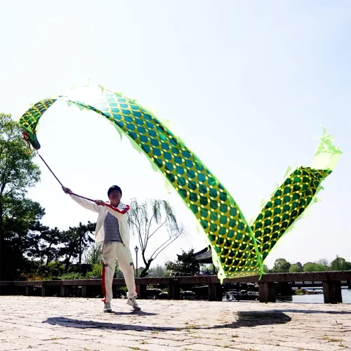 Vista 5 de 26.2 ft (26.2 pies) cuadrado de ejercicio de danza de dragón Poi con cabeza de dragón 3D y cuerda oscilante, conjunto de cinta fluida Wulong de LED