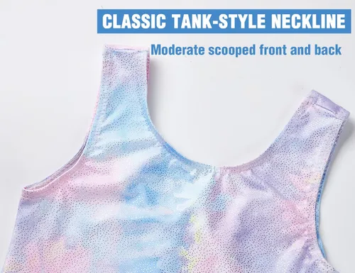 Vista 3 de TENVDA Gymnastics Leotards for Girls 2-12 Years Old Sparkly Multicolor Kids Tumbling Biketards Unitard