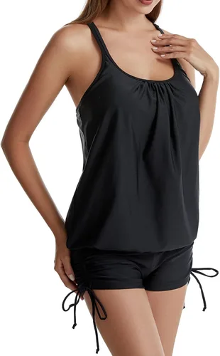 Vista 6 de Trajes de baño Tankini dos piezas, chaleco de natación tirantes, tops pantalones cortos para niño, traje de baño delgado