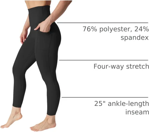 Vista 4 de 90 Degree By Reflex Leggings de tobillo con control de abdomen y cintura súper alta y elásticos a prueba de sentadillas con bolsillos