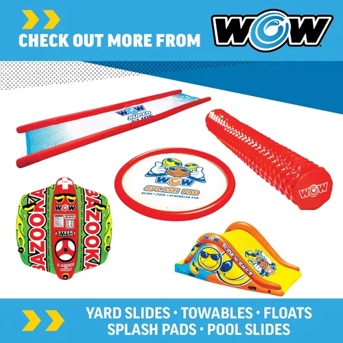Vista 6 de Wow Sports Slide N Smile Slide - Tobogán con diseño de cara feliz con 2 carriles, tobogán acuático flotante gigante para adultos y niños