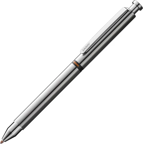 Vista 3 de Lamy Set de 1 bolígrafo ST Twin Pen 645 con sistema de bolígrafo de acero inoxidable y lápiz en plata y 1 estuche de cuero genuino en negro para dos