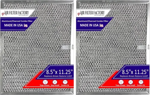 Vista 8 de Air Filter Factory LL62F, LL6200, MM 6500 Compatible para Broan Nutone Aluminio Grasa Malla Carbón Carbón Combo Range Hood Filtro