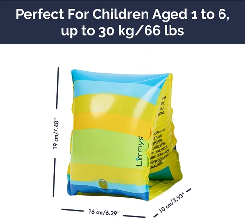 Vista 5 de Limmys Flotadores de brazo de alta calidad para niños, de 1 a 6 años, alas de agua inflables para nadar (ganador del premio Mom's Choice Award)