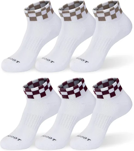 Vista 8 de MONFOOT 6 pares de calcetines de tobillo para hombre y mujer, ajuste cómodo, ajuste cómodo, paquete múltiple 01 blanco (6 pares)